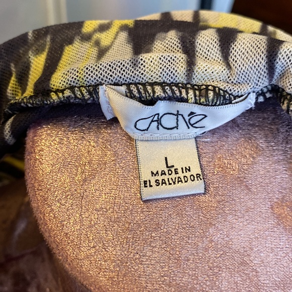 CACHE gray and yellow tube tunic top - Picture 4 of 4